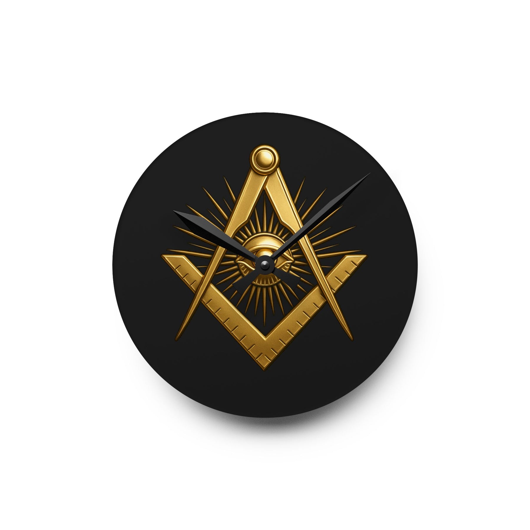 Master Mason Blue Lodge Clock - All Seeing Eye Within Square & Compass - Bricks Masons