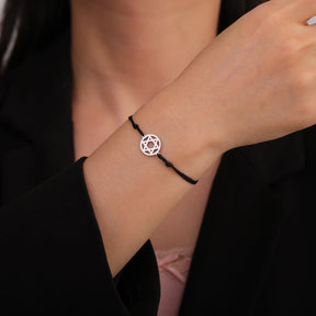 Ancient Israel - Star of David Charm Rope Bracelet Stainless Steel  Hexagram - Bricks Masons