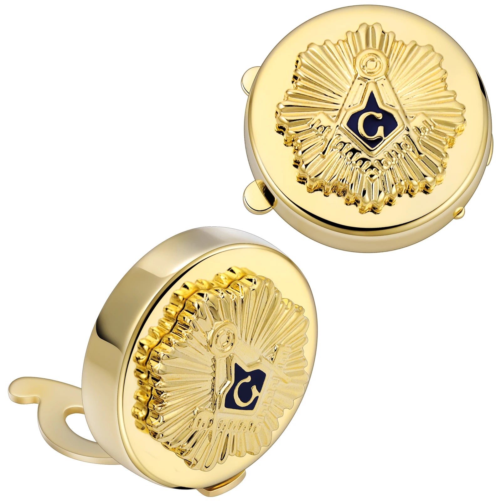 Master Mason Blue Lodge Button Cover - Gold Square & Compass G - Bricks Masons