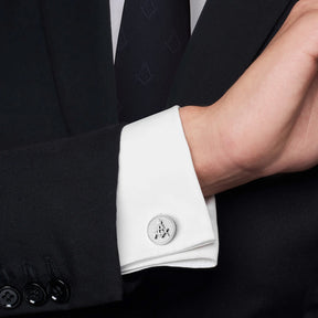 Master Mason Blue Lodge Cufflink - Silver Stainless Steel
