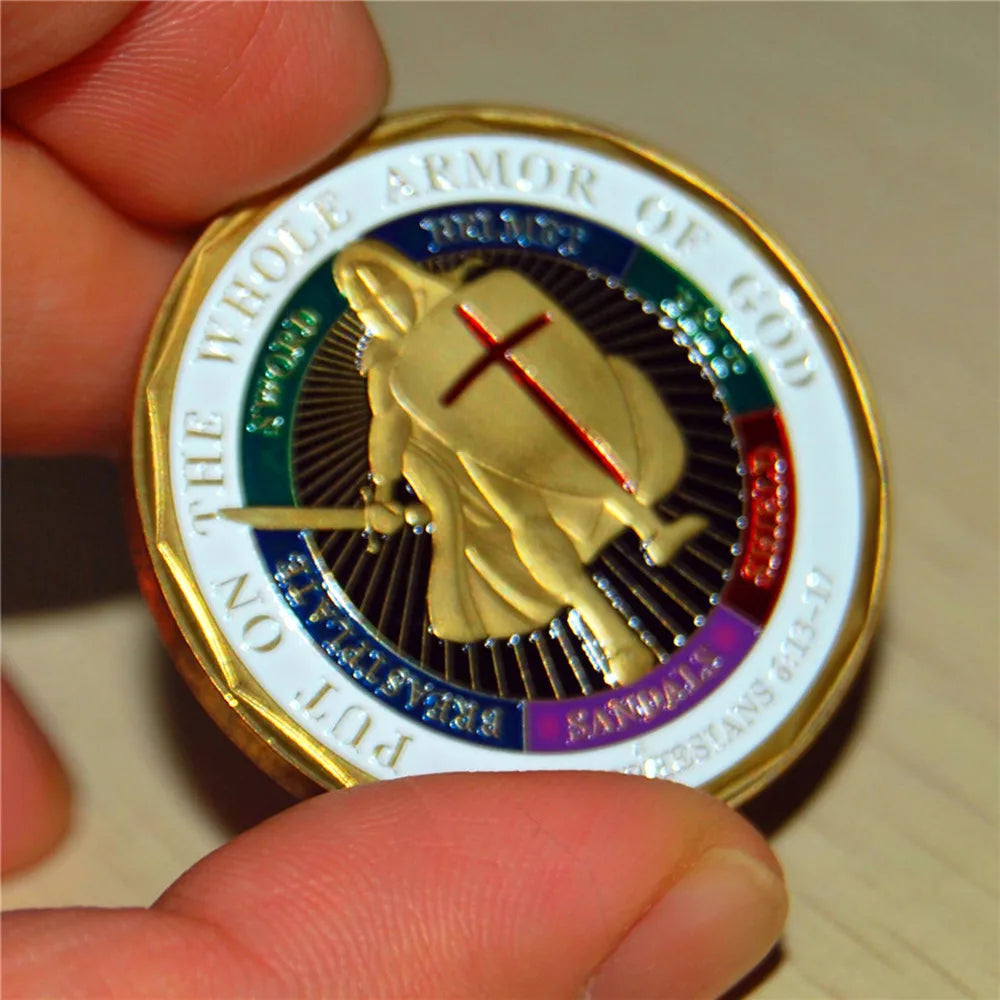 Knights Templar Commandery Coin -  Put On The Whole Armor of God Motto - Bricks Masons