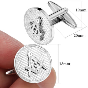 Master Mason Blue Lodge Cufflink - Silver Stainless Steel