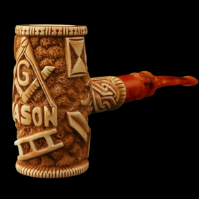 Master Mason Blue Lodge Meerschaum Pipe - Handcrafted Mason Gavel Shape