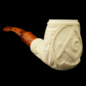 Master Mason Blue Lodge Meerschaum Pipe - Handcrafted With Fitted Case