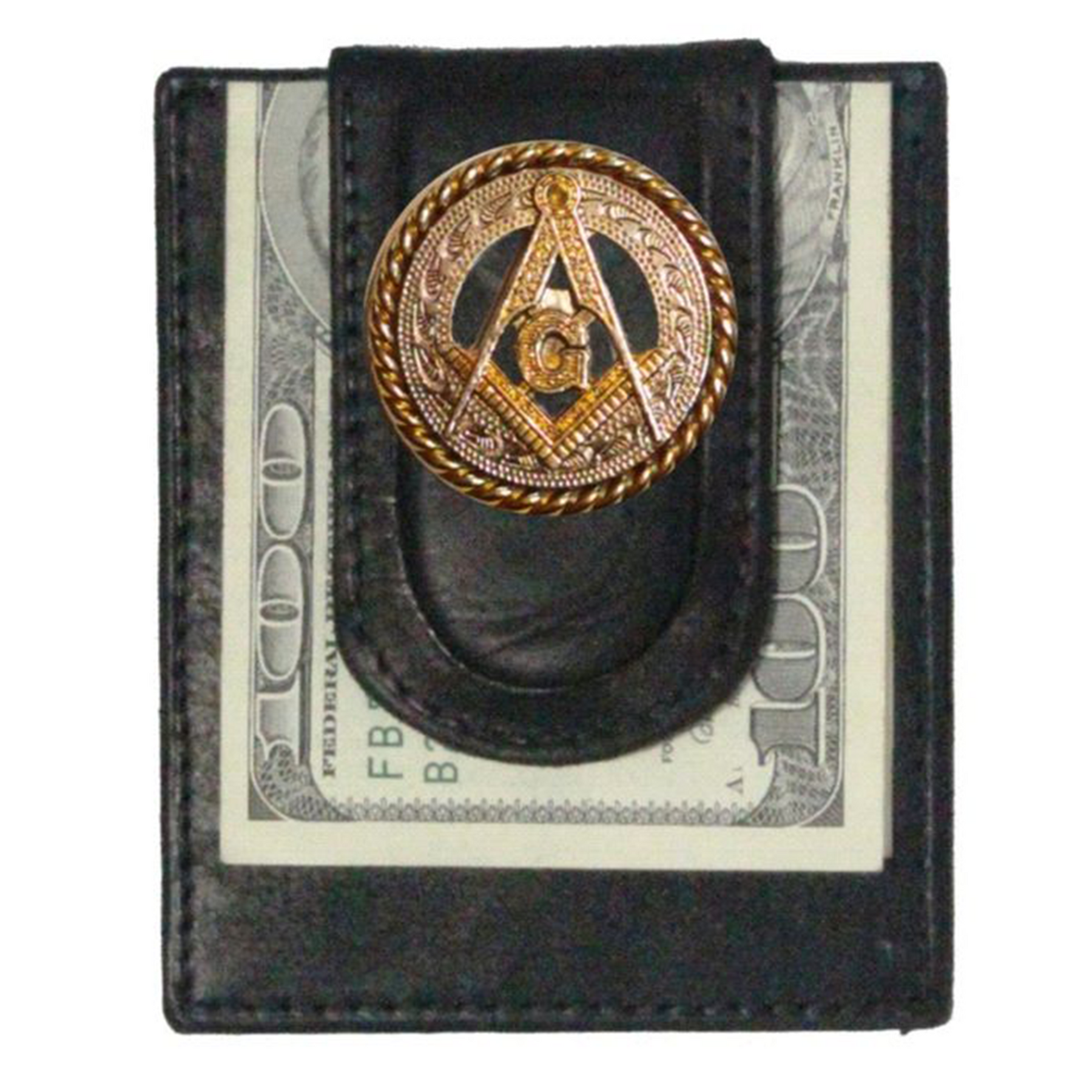 Master Mason Blue Lodge Wallet - Square and Compass Money Clip Black - Bricks Masons