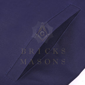 Past Master Blue Lodge Apron - Navy Velvet & Silver Bullion Hand Embroidery - Bricks Masons