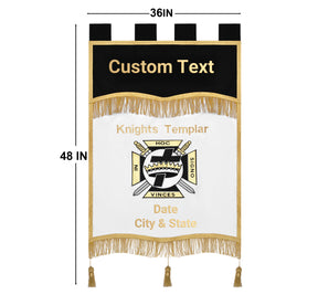 Knights Templar Banner - Personalized Machine Embroidery Golden Braid & Fringe - Bricks Masons