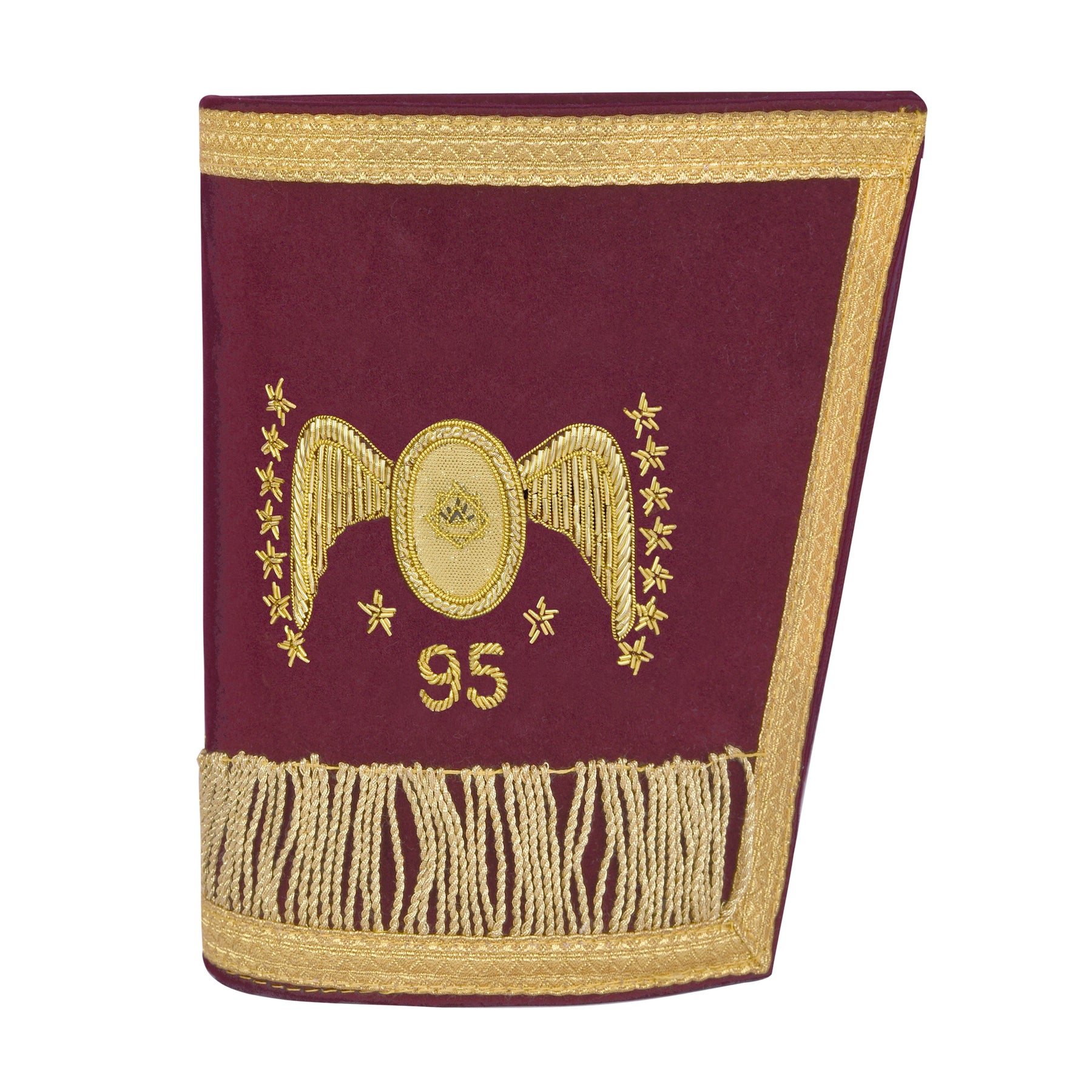 95th Degree Memphis Misraim French Regulation Regalia Set - Burgundy & Gold Hand Embroidery