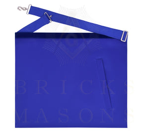 Past Master Blue Lodge Apron - Navy Velvet & Silver Bullion Hand Embroidery With Pillars