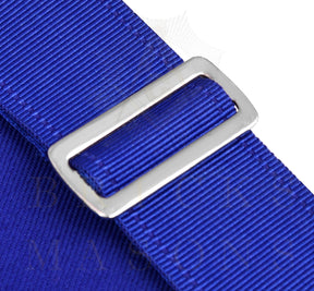Past Master Blue Lodge Apron - Navy Velvet & Silver Bullion Hand Embroidery With Pillars