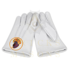 DOI Gloves - Machine-embroidered White Leather