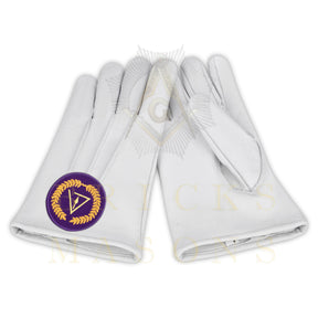 Grand Council Gloves - White Leather With Purple Patch