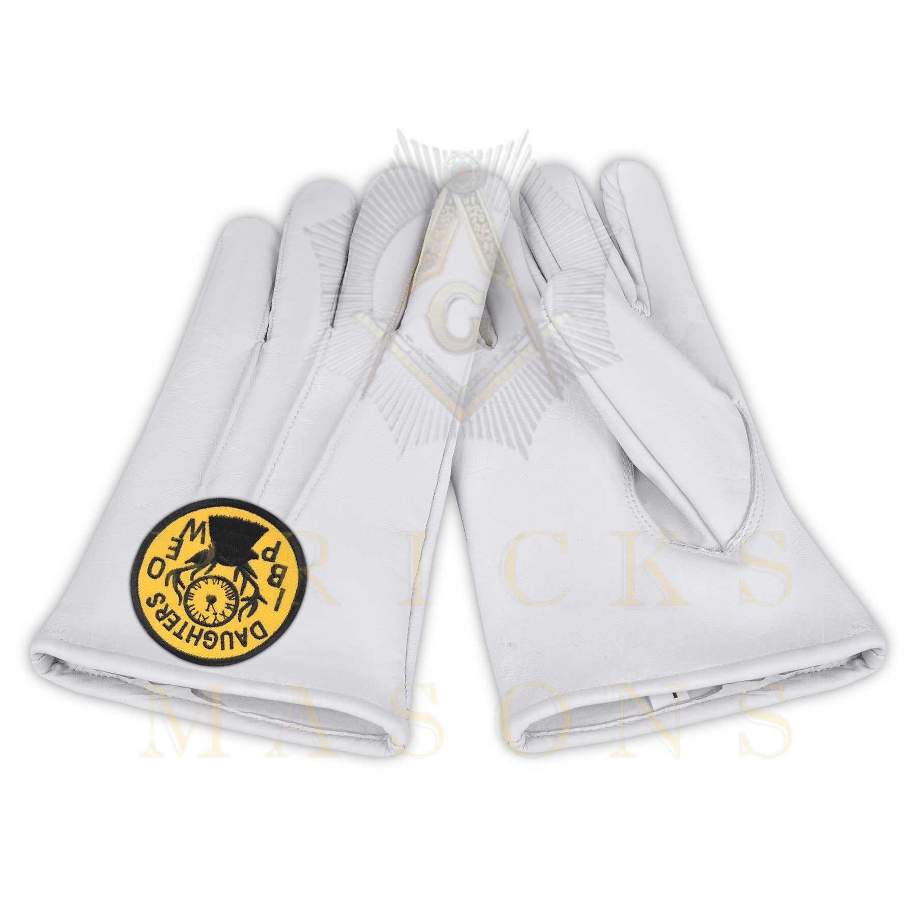 Elks of the World Gloves - White Leather Daughters of IBPOEW - Bricks Masons