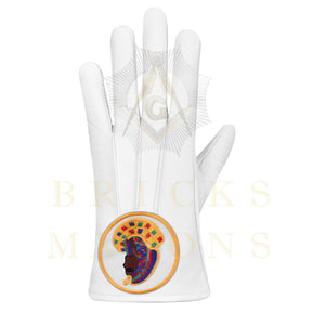 DOI Gloves - Machine-embroidered White Leather