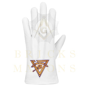 Past Thrice Illustrious Master Council Gloves - White Leather - Bricks Masons