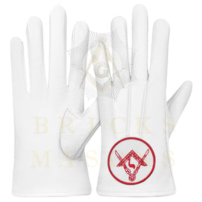 Scottish Rite Gloves - White Leather Central Jurisdiction