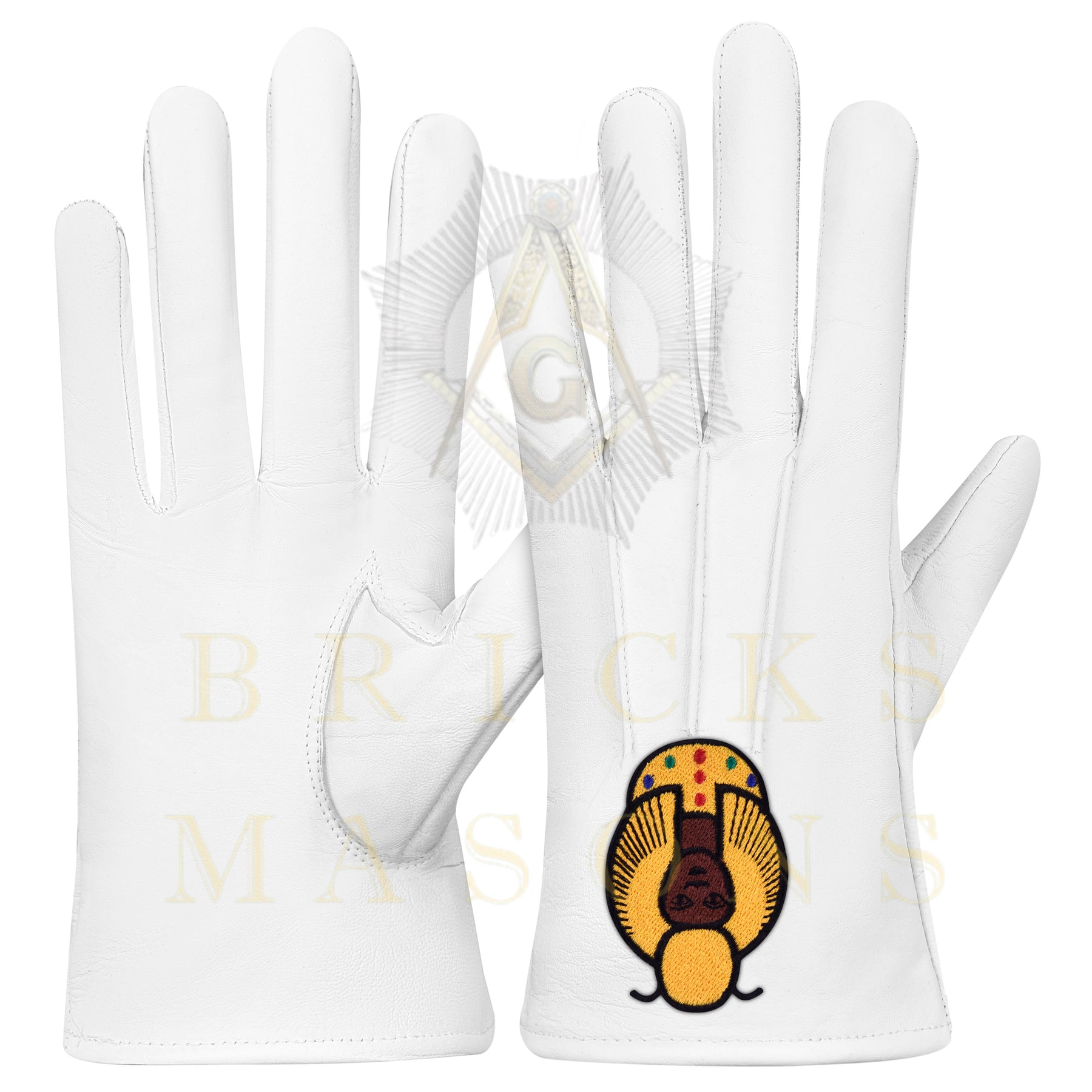 DOI Gloves - White Leather Yellow Patch - Bricks Masons