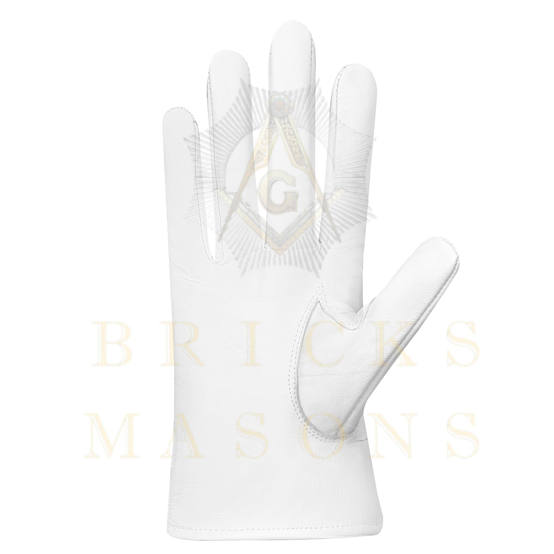 33rd Degree Scottish Rite Gloves - White Leather Eagle Patch Wings Up