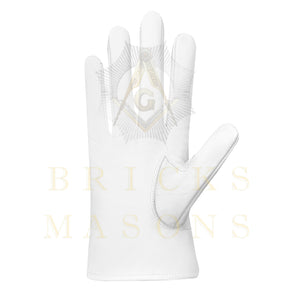 Elks of the World Gloves - White Leather Civil Liberties - Bricks Masons