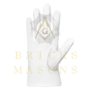 DOI Gloves - Machine-embroidered White Leather