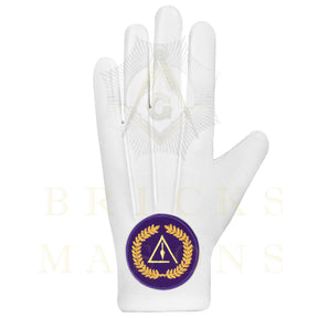 Grand Council Gloves - White Cotton With Purple Patch