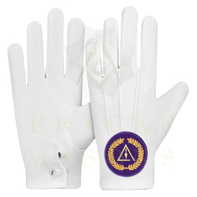 Grand Council Gloves - White Cotton With Purple Patch