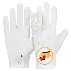 Knights Templar Gloves - White Cotton Cross and Crown emblem