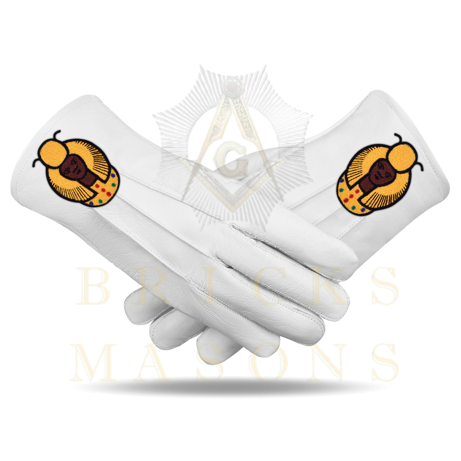 DOI Gloves - White Leather Yellow Patch - Bricks Masons