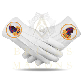 DOI Gloves - Machine-embroidered White Leather