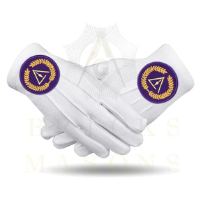 Grand Council Gloves - White Cotton With Purple Patch