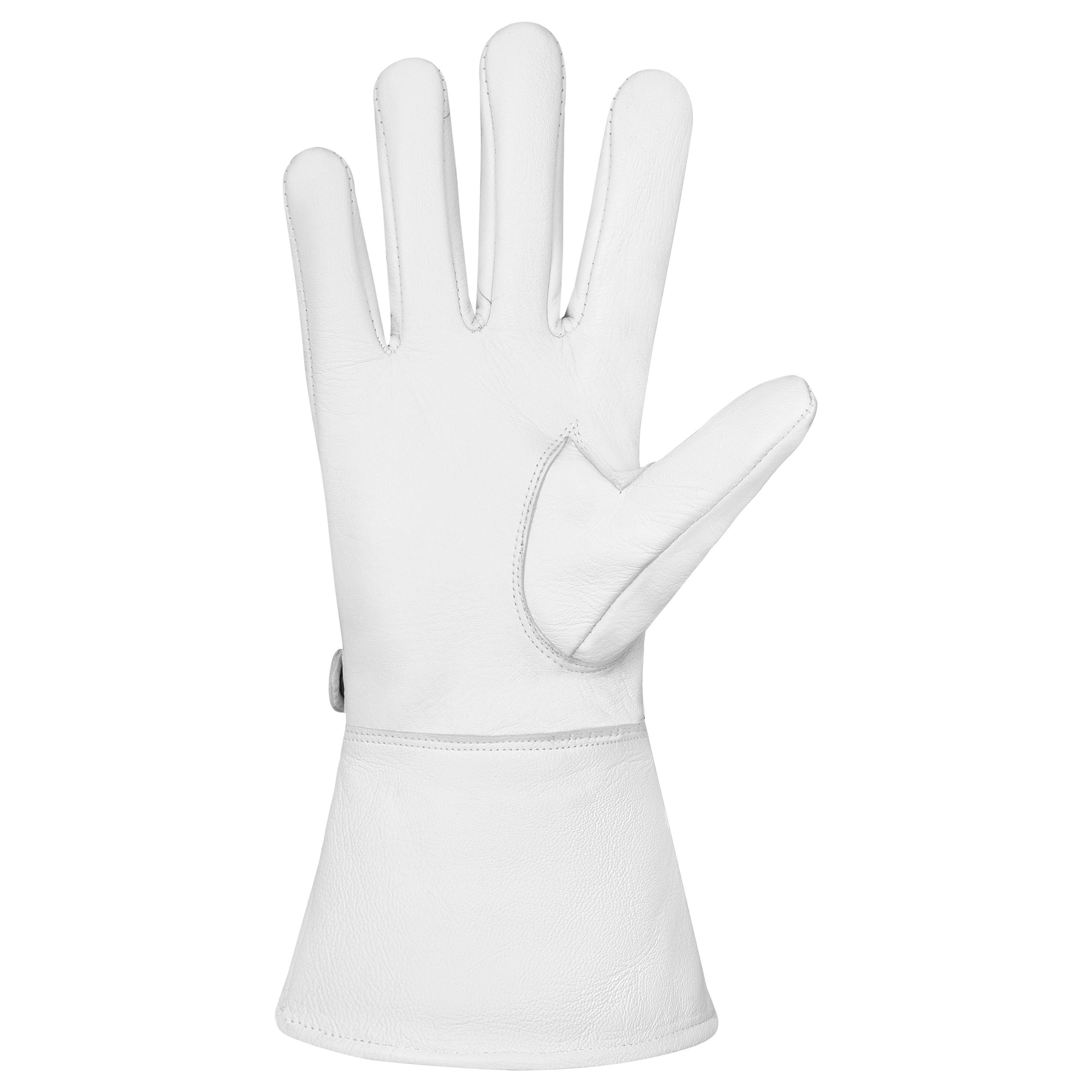 St. Thomas of Acon Gauntlet - White Leather with Wrist Strap