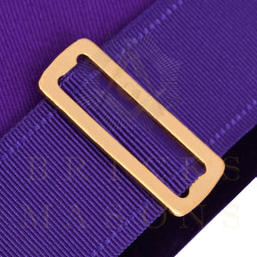 Past District Deputy Grand Master Blue Lodge Apron - Purple Velvet Golden Bullion With Wreath & Fringe
