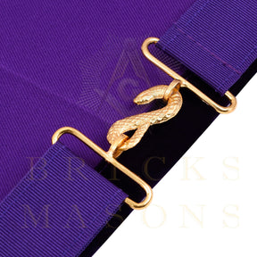 Past District Deputy Grand Master Blue Lodge Apron - Purple Velvet Golden Bullion With Wreath & Fringe