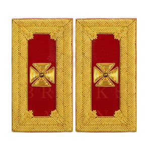 Past Grand Commander Knights Templar Frock Coat Shoulder Board - Gold Bullion Embroidery - Bricks Masons