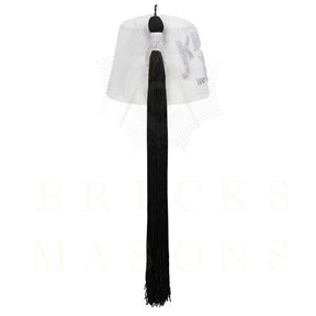 DOI Fez Hat - Pure White With Rhinestones (2 Rows as pictured)