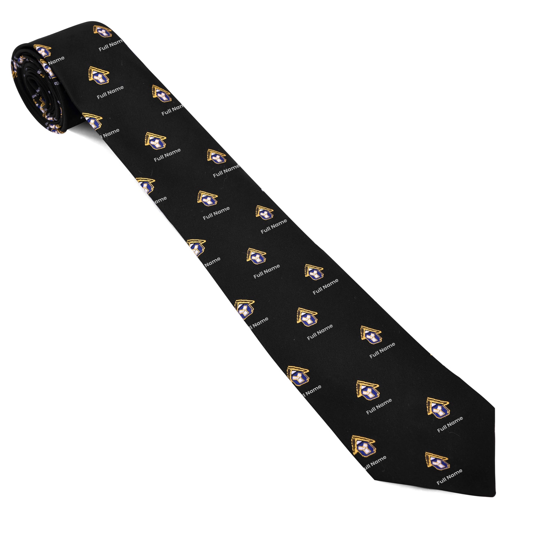 Past Master Craft English Regulation Necktie - Black Silk Customizable - Bricks Masons