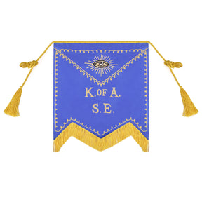 Knights of the All Seeing Eye Apron - Blue Cloth Fabric With Yellow Fringe & Tassels