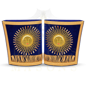 Grand Master Blue Lodge Cuff - Hand-embroidered Gold Sun & Blue Velvet