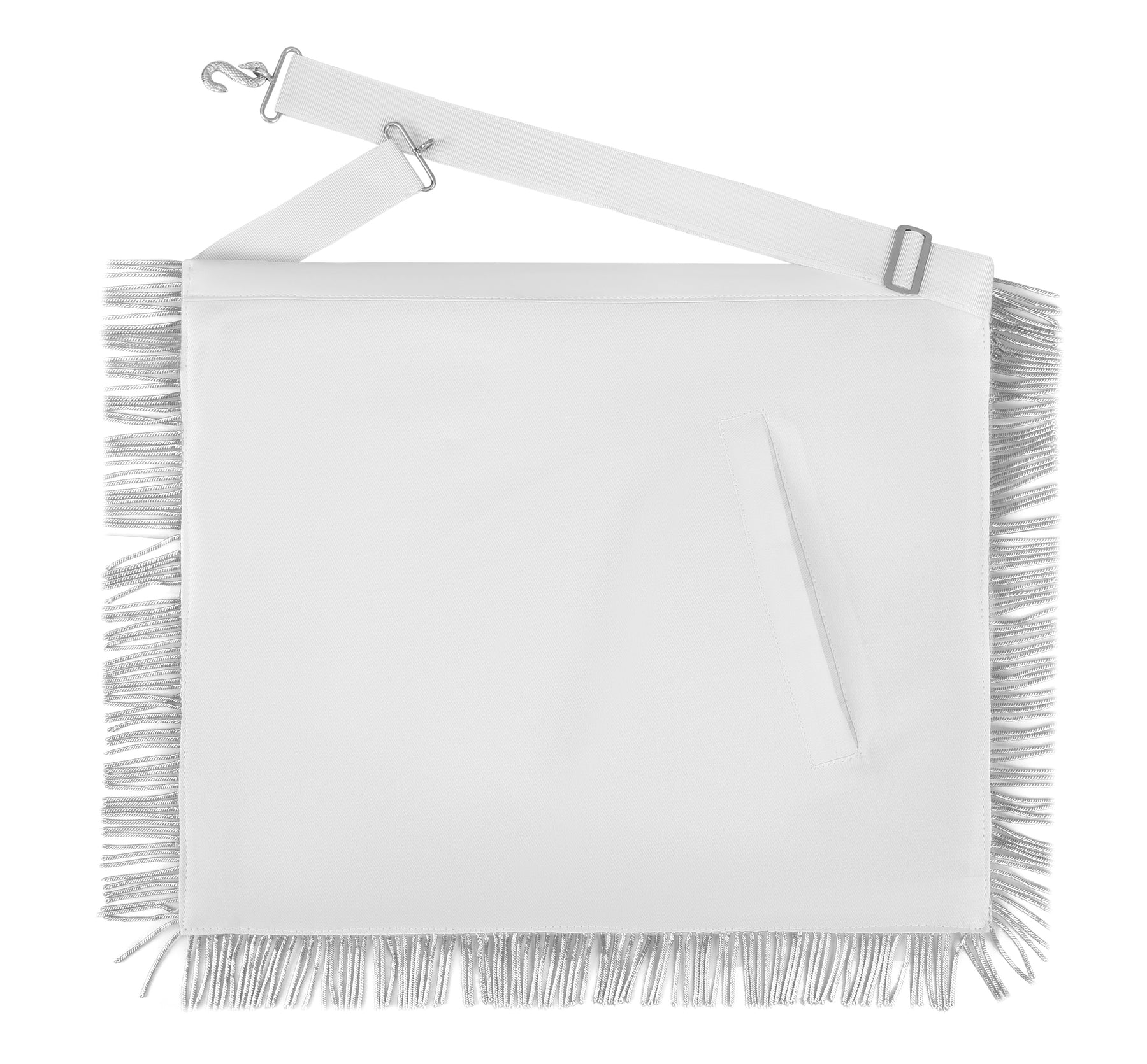 Master Mason Blue Lodge Apron - All White Bullion With Wreath Customizable Anniversary Year - Bricks Masons