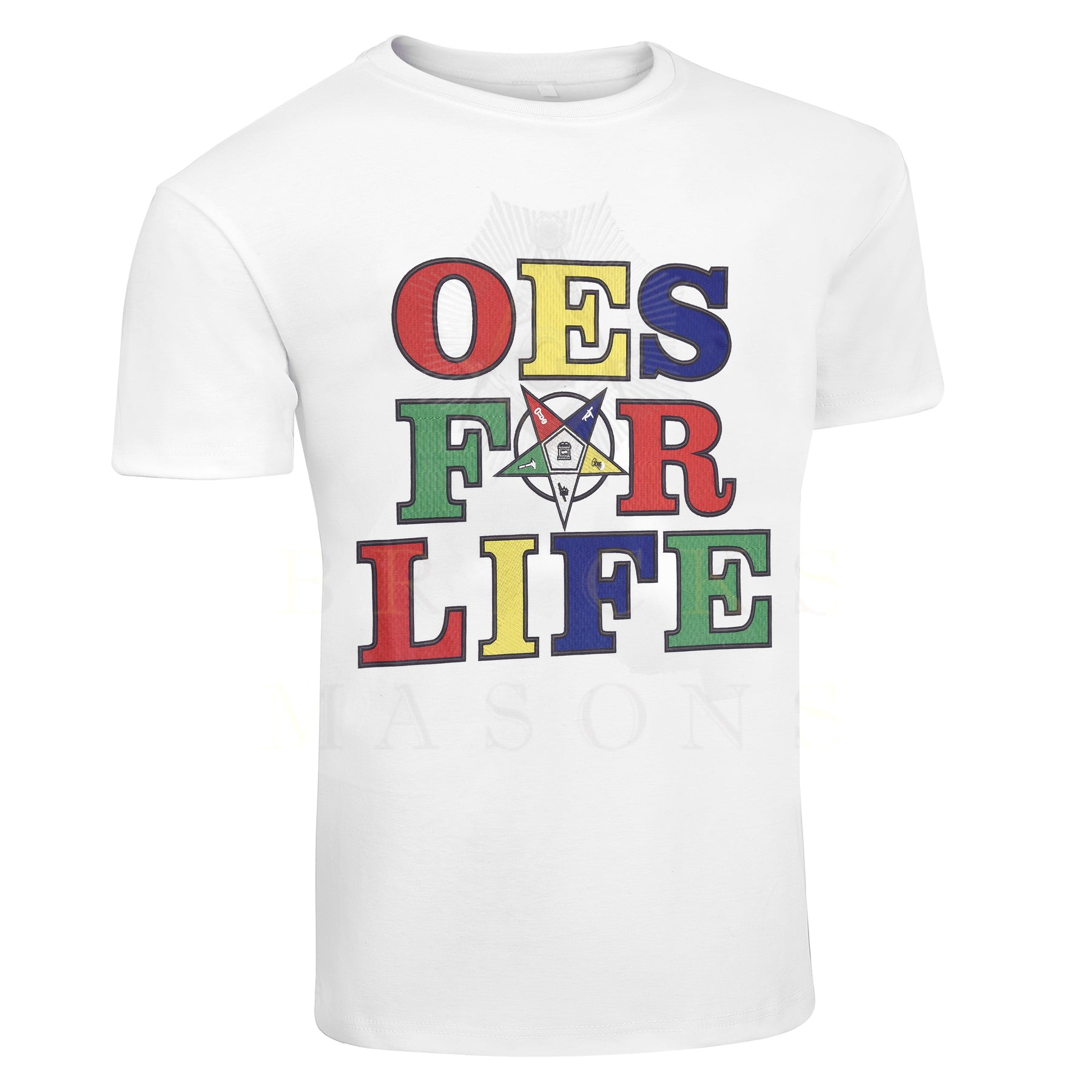 OES T-Shirt - Colorful Cotton Order of The Eastern Star For Life - Bricks Masons
