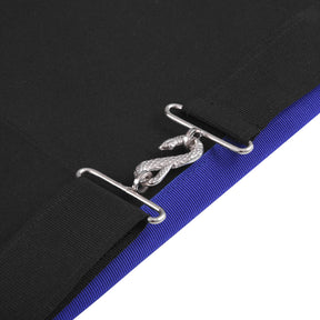 Tyler Blue Lodge Officer Apron - Machine Embroidery With Black Waist Belt