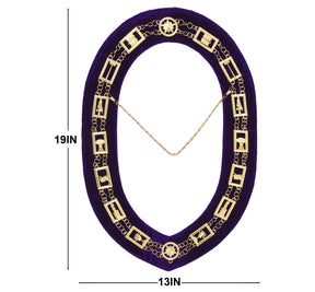 OES Chain Collar - Gold Plated with Rhinestones on Purple Velvet