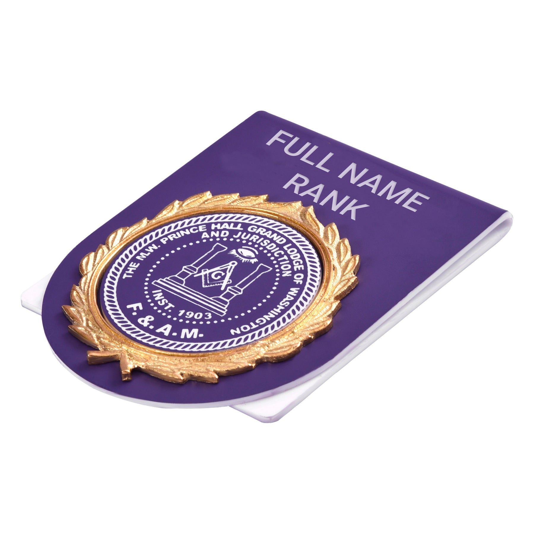 Master Mason Blue Lodge Pocket Square - Purple Plastic & Metal Customizable