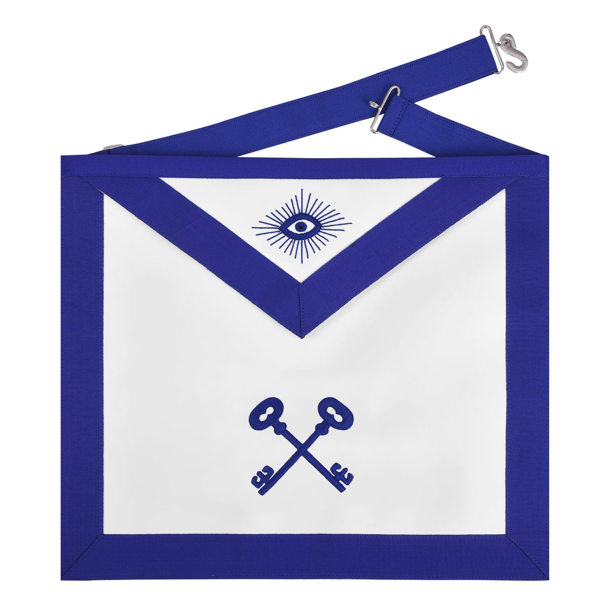 Treasurer Blue Lodge Officer Apron - Royal Blue Borders - Bricks Masons