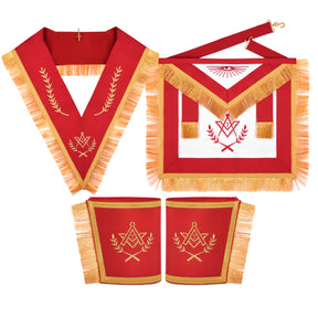 Master Mason Blue Lodge Regalia Set - Red & Golden Braid & Fringe