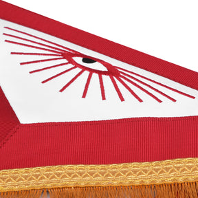 Master Mason Blue Lodge Apron - Red Ribbon Golden Bullion With Wreath & Fringe