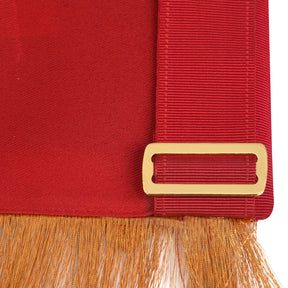 Master Mason Blue Lodge Apron - Red Ribbon Golden Bullion With Wreath & Fringe