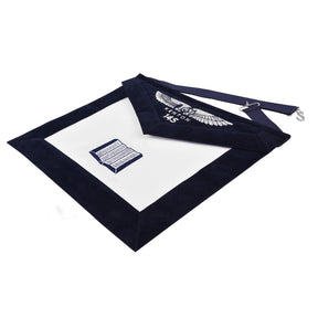 Chaplain Officer Apron - Kenton Lodge Navy Velvet With Silver Embroidery Thread