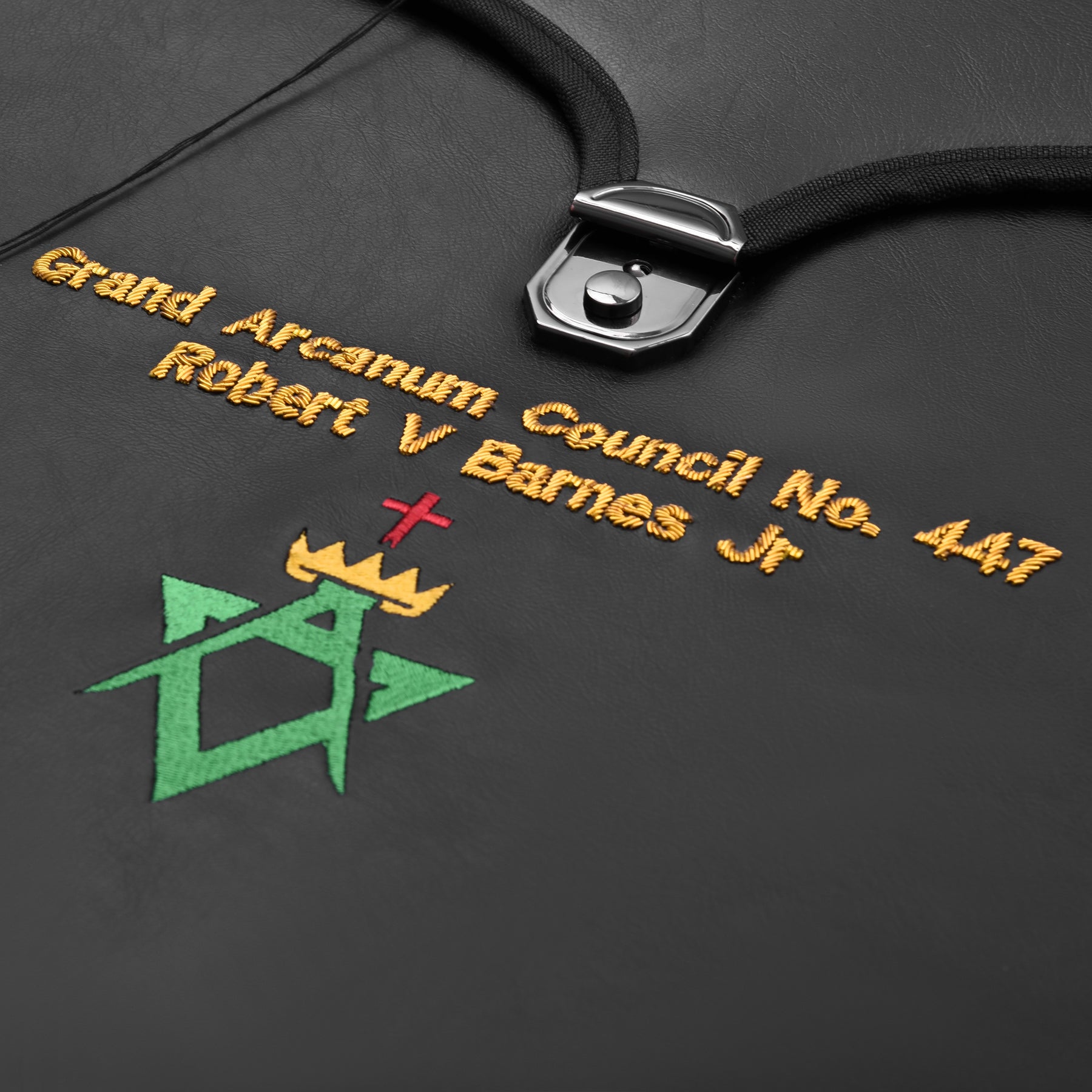 Past Sovereign Master Allied Masonic Degrees Apron Case - Personalized Black Imitation Leather MM, WM, Provincial - Bricks Masons
