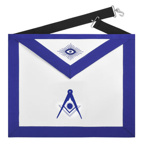 Senior Deacon Blue Lodge Officer Apron - Royal Blue Embroidery